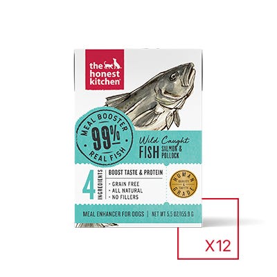 The Honest Kitchen Meal Booster 99% Salmon &amp; Pollock Case of 12 Wet Dog Food Topper 156g
