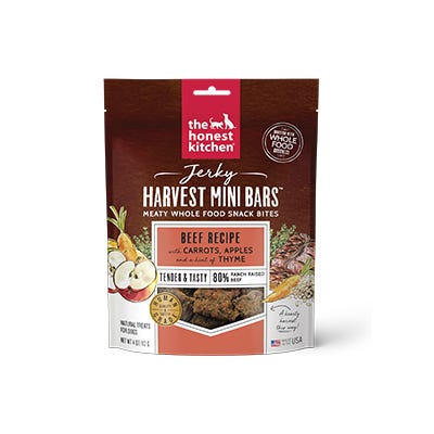 The Honest Kitchen Jerky Harvest Mini Bars Beef Recipe With Carrots &amp; Apples Dog Treats 113g
