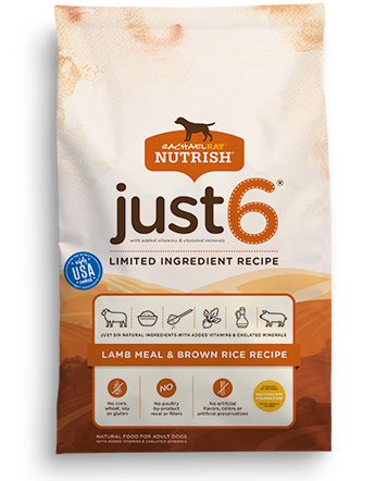 Rachael Ray Nutrish Just 6 Natural Lamb Meal &amp; Brown Rice Limited Ingredient Recipe Dry Dog Food 12.7kg