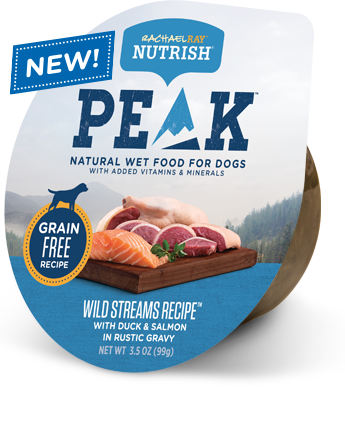 Rachel Ray PEAK Wild Streams Recipe With Duck &amp; Salmon in Rustic Gravy Case of 8 Wet Dog Food 99g