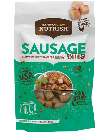 Rachael Ray Nutrish Sausage Bites Oven-Browned Chicken Recipe Dog Treats 340g