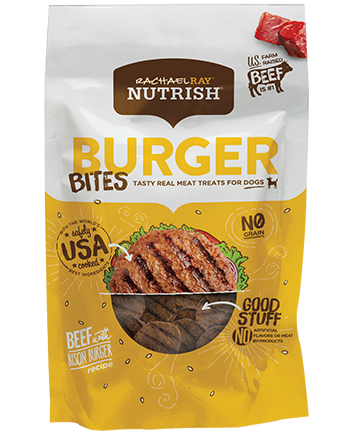 Rachael Ray Nutrish Burger Bites, Beef Burger with Bison Grain-Free Dog Treats 340g