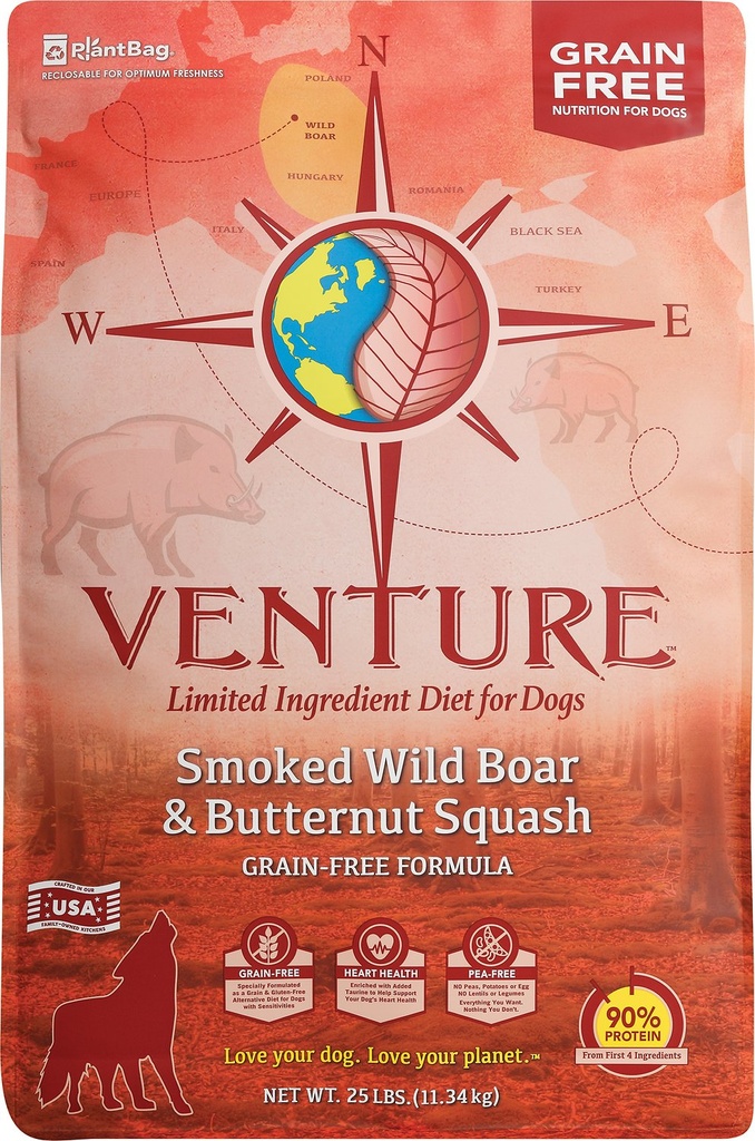 Earthborn Holistic Venture Limited Ingredient Grain-Free Smoked Wild Boar &amp; Butternut Squash Dry Dog Food 11.3kg