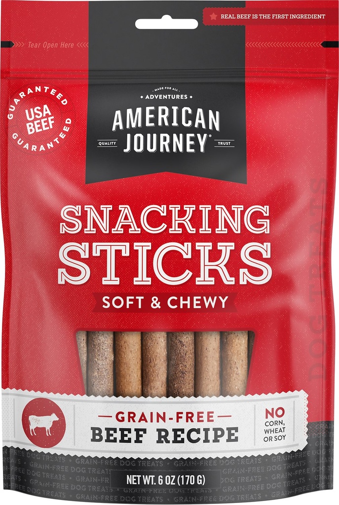 American Journey Beef Recipe Grain-Free Soft &amp; Chewy Snacking Sticks Dog Treats 170g