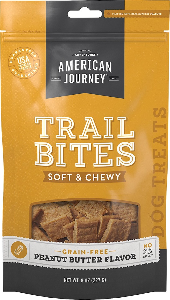 American Journey Peanut Butter Flavor Trail Bites Grain-Free Soft &amp; Chewy Dog Treats 227g