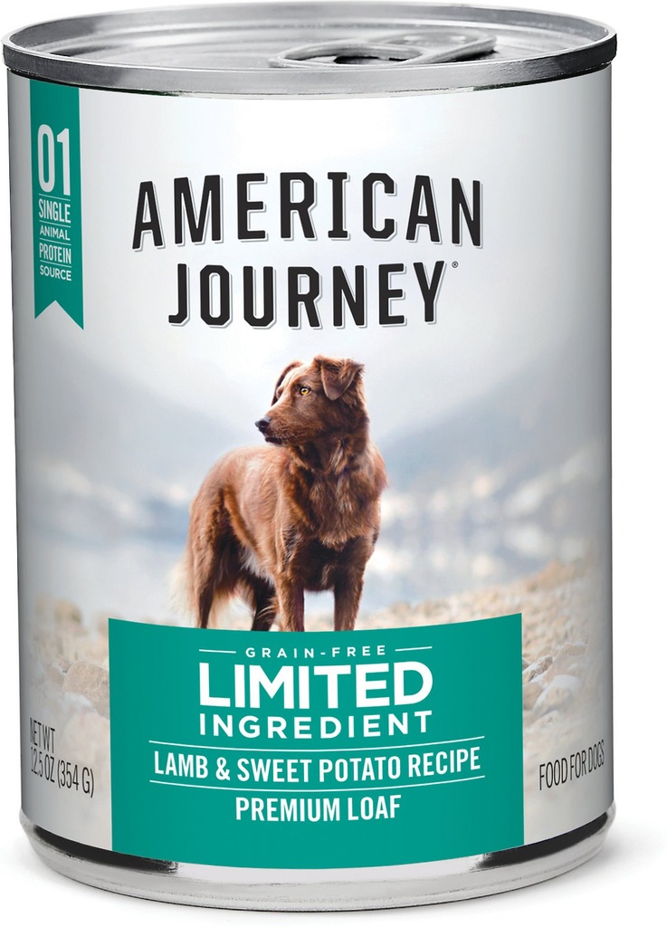 American Journey Limited Ingredient Diet Lamb &amp; Sweet Potato Recipe Grain-Free Case of 12 Canned Dog Food 354g