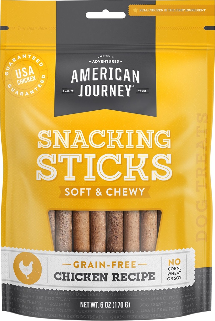 American Journey Chicken Recipe Grain-Free Soft &amp; Chewy Snacking Sticks Dog Treats 170g