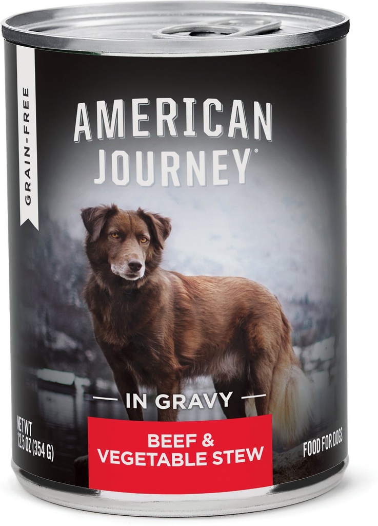 American Journey Stews Beef &amp; Vegetables Recipe in Gravy Grain-Free Case of 12 Canned Dog Food 354g