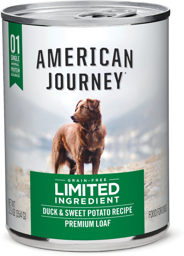 American Journey Limited Ingredient Diet Duck &amp; Sweet Potato Recipe Grain-Free Case of 12 Canned Dog Food 354g