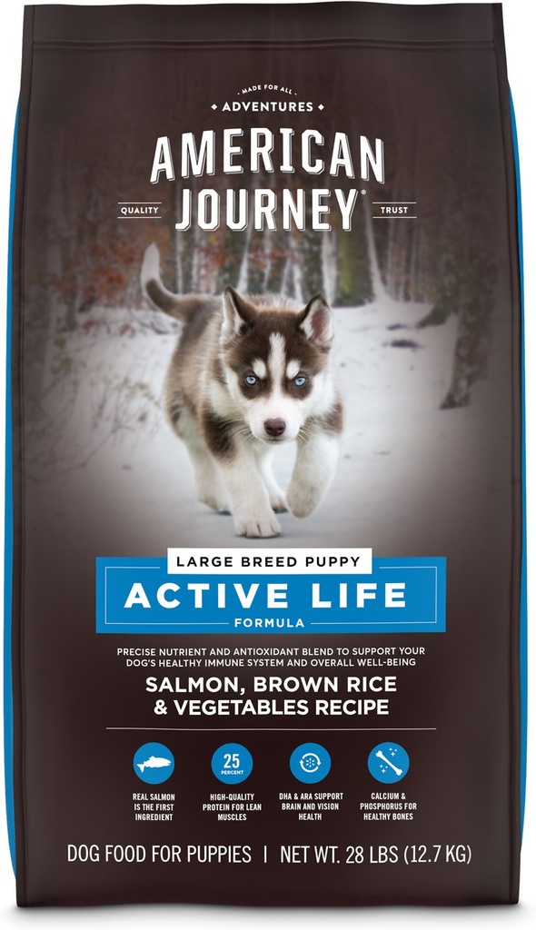 American Journey Active Life Formula Large Breed Puppy Salmon, Brown Rice &amp; Vegetables Recipe Dry Dog Food 12.7kg