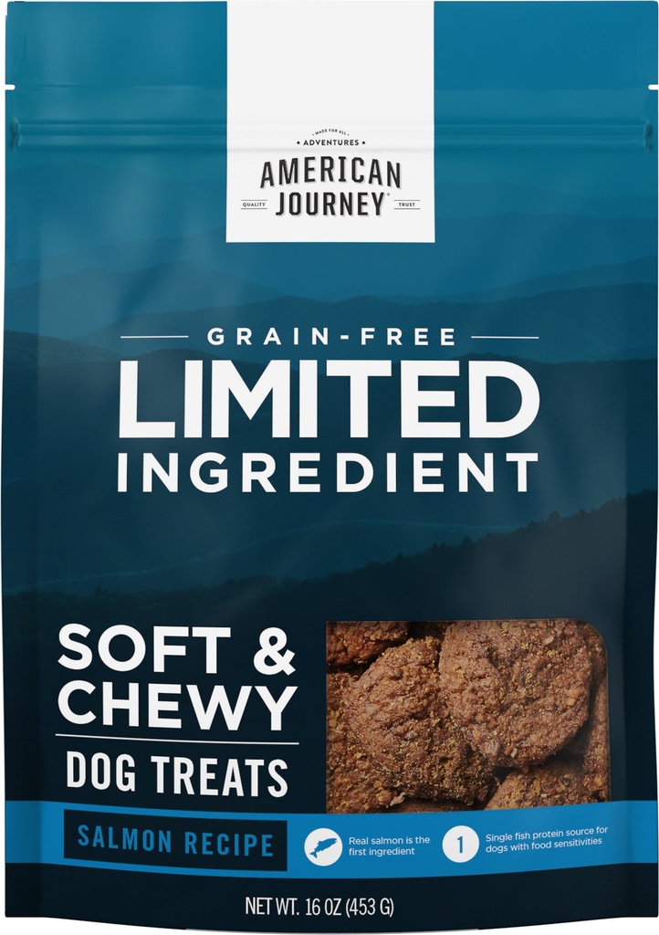 American Journey Limited Ingredient Grain-Free Salmon Recipe Soft &amp; Chewy Dog Treats 453g