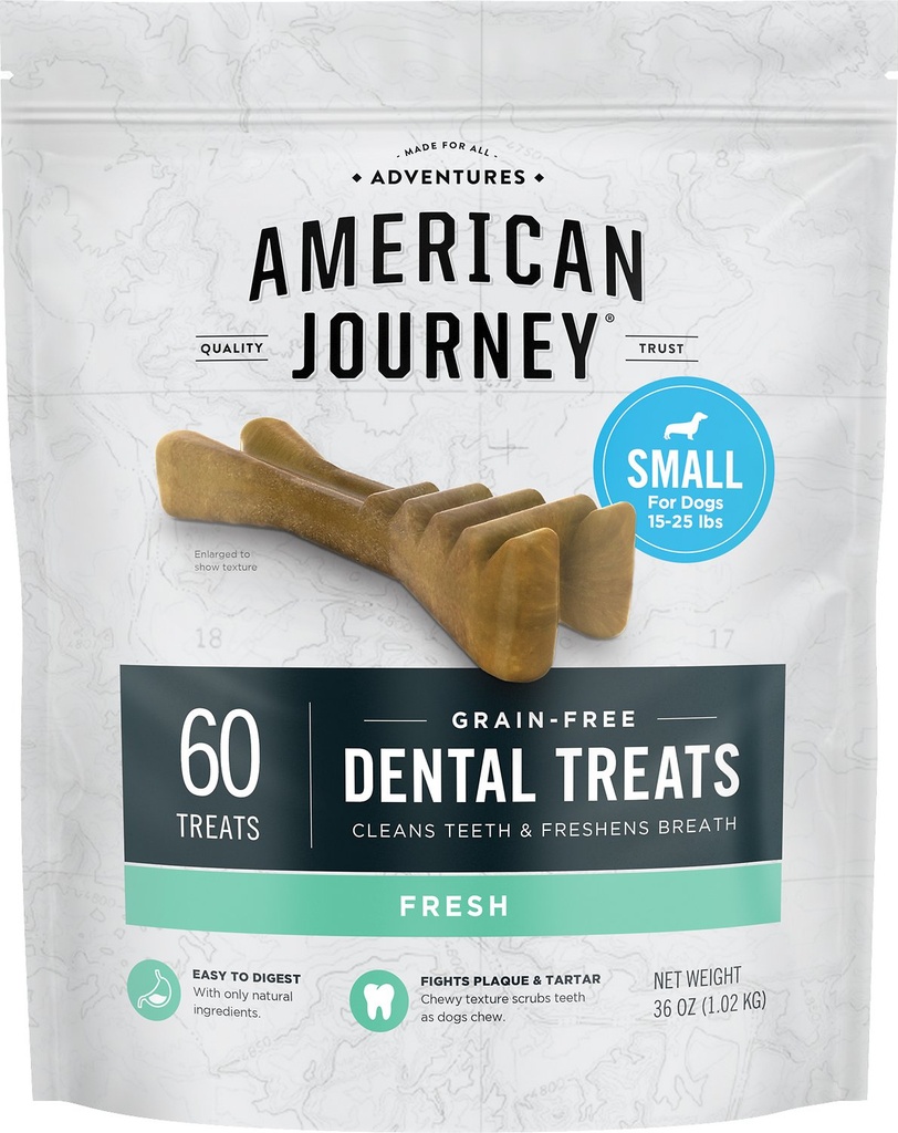 American Journey Grain-Free Small 60 Count Dental Dog Treats Mint Flavor 1.02kg