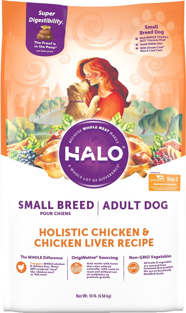 Halo Holistic Chicken &amp; Chicken Liver Small Breed Dry Dog Food 4.54kg