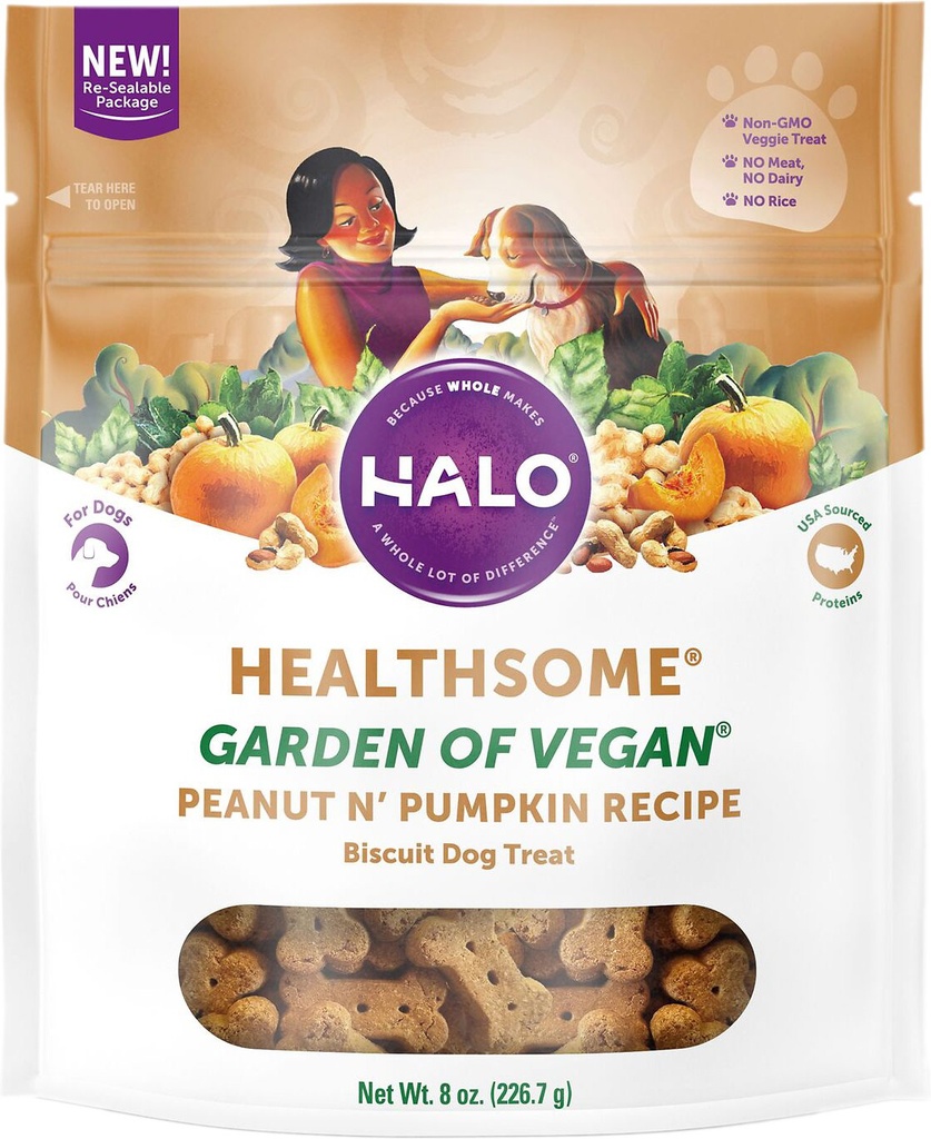 Halo Healthsome Vegan Grain-Free Biscuits with Peanut 'n Pumpkin Dog Treats 227g