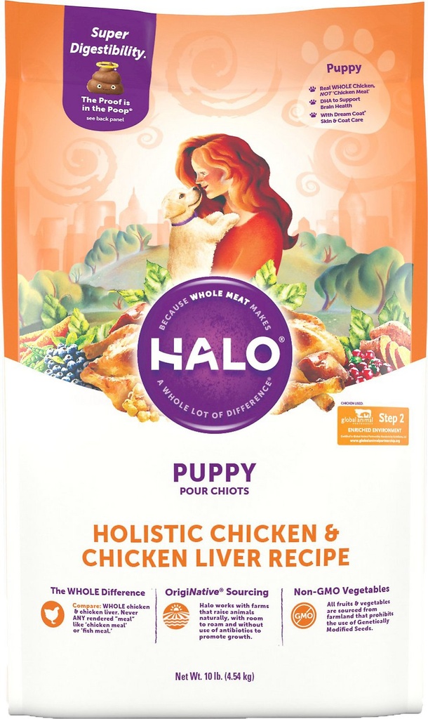 Halo Holistic Puppy Chicken &amp; Chicken Liver Dry Dog Food 4.54kg