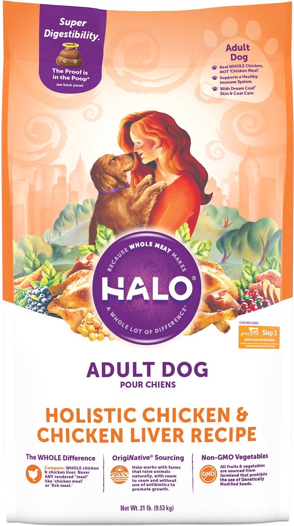 Halo Holistic Chicken &amp; Chicken Liver Adult Dry Dog Food 9.5kg