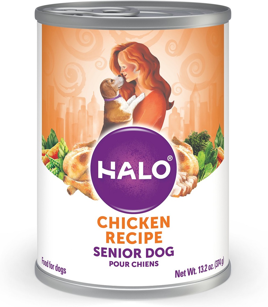 Halo Holistic Chicken Recipe Senior Case of 6 Canned Dog Food 374g