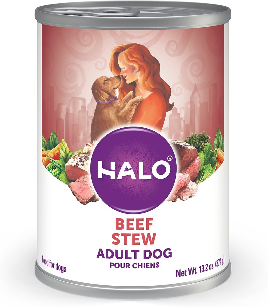 Halo Holistic Beef Stew Adult Case of 6 Canned Dog Food 374g