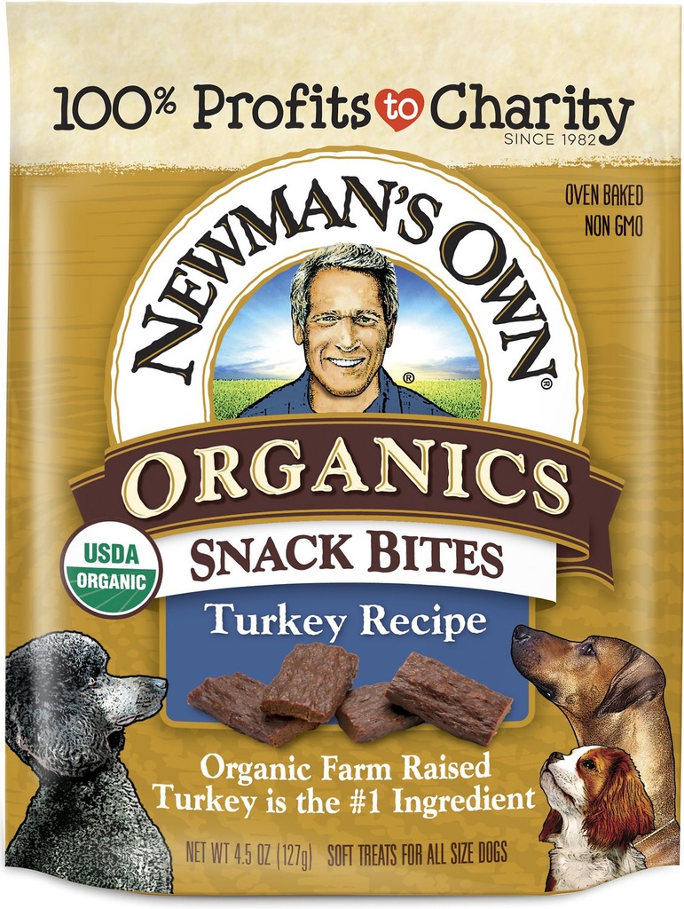 Newman's Own Organics Snack Bites Turkey Recipe Grain-Free Dog Treats 127g