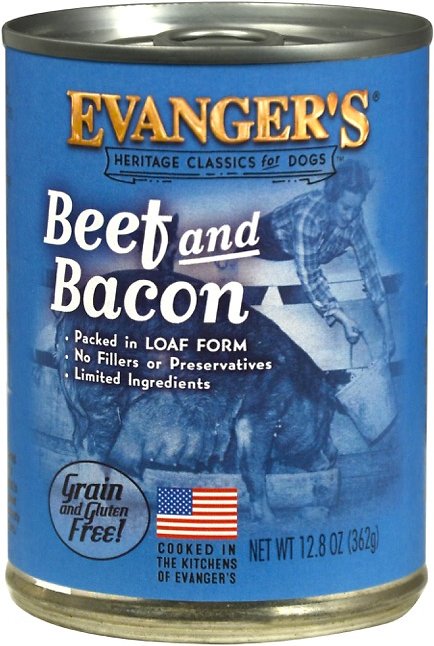 Evanger's Classic Recipes Beef &amp; Bacon Grain-Free Case of 12 Canned Dog Food 362g