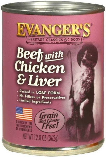 Evanger's Classic Recipes Beef with Chicken &amp; Liver Grain-Free Canned Dog Food 362g