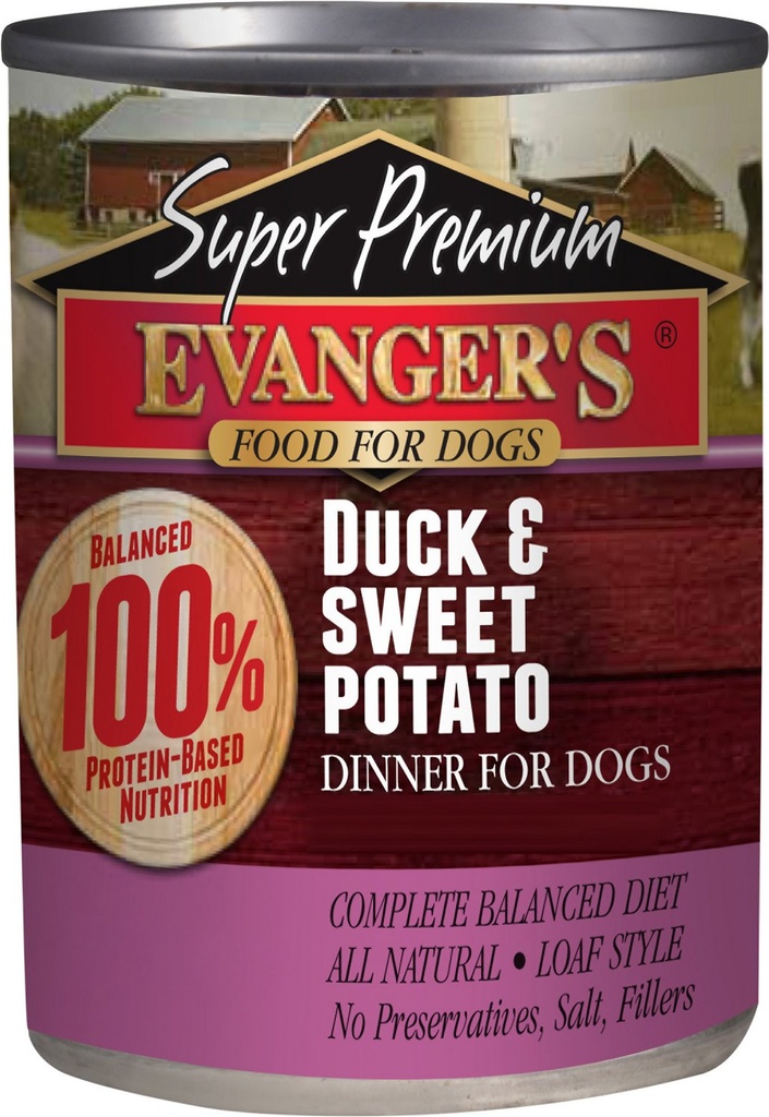 Evanger's Super Premium Duck &amp; Sweet Potato Dinner Case of 12 Canned Dog Food 362g