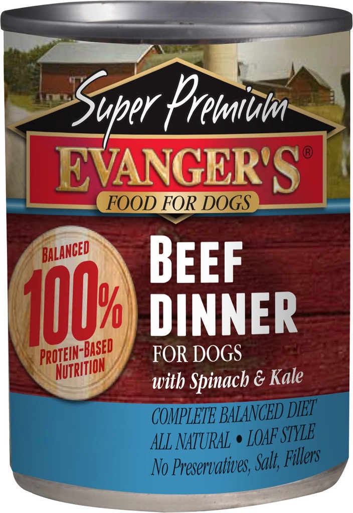 Evanger's Super Premium Beef Dinner Grain-Free Case of 12 Canned Dog Food 362g