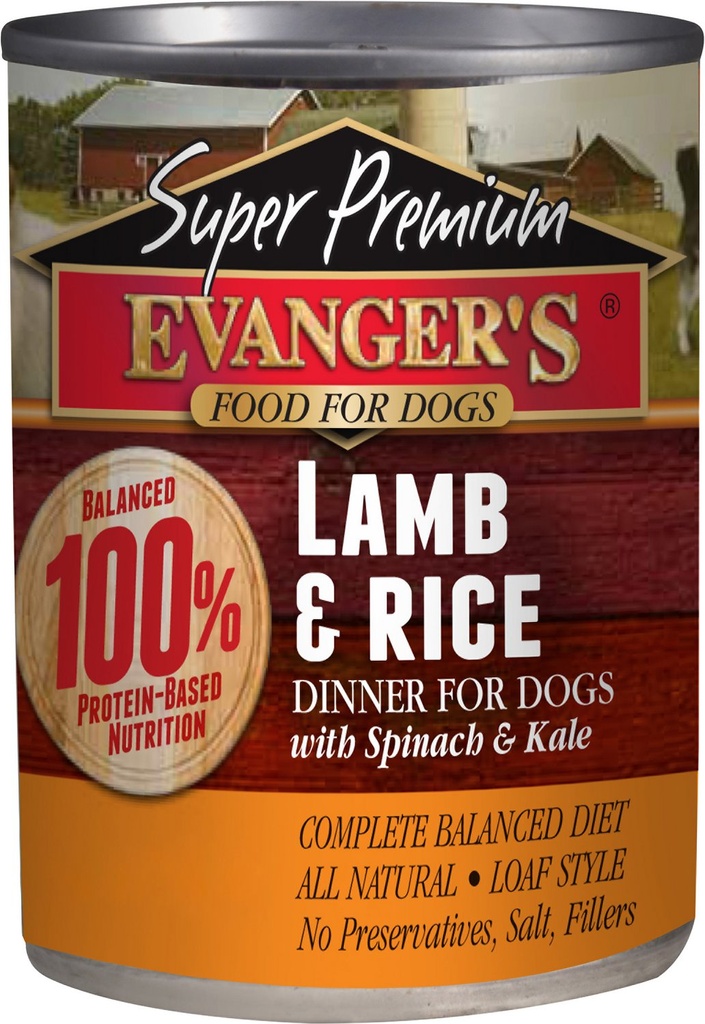 Evanger's Super Premium Lamb &amp; Rice Dinner Case of 12 Canned Dog Food 362g