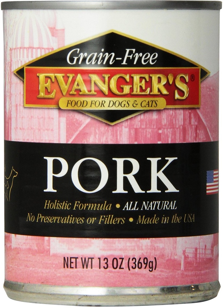 Evanger's Grain-Free Pork Case of 12 Canned Dog &amp; Cat Food 369g