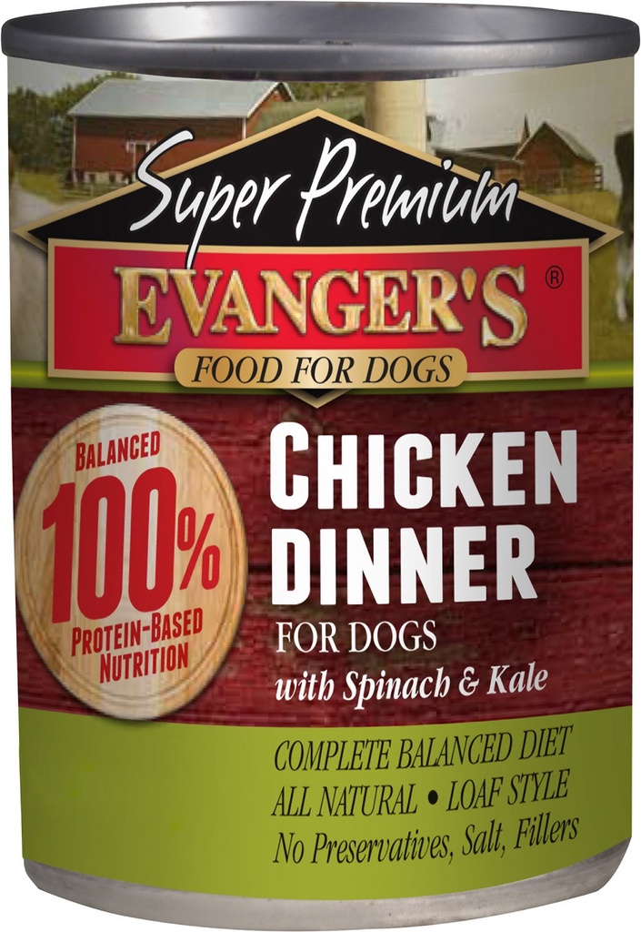 Evanger's Super Premium Chicken Dinner Grain-Free Case of 12 Canned Dog Food 362g