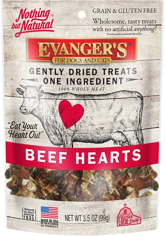 Evanger's Nothing but Natural Beef Hearts Gently Dried Dog &amp; Cat Treats 99g