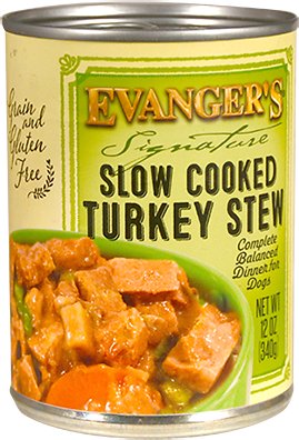 Evanger's Signature Series Slow Cooked Turkey Stew Grain-Free Case of 12 Canned Dog Food 340g