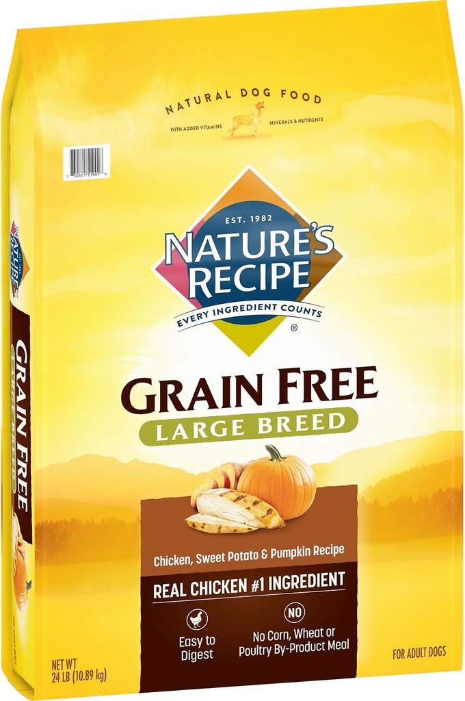 Nature's Recipe Large Breed Grain-Free Chicken, Sweet Potato &amp; Pumpkin Recipe Dry Dog Food 10.9kg