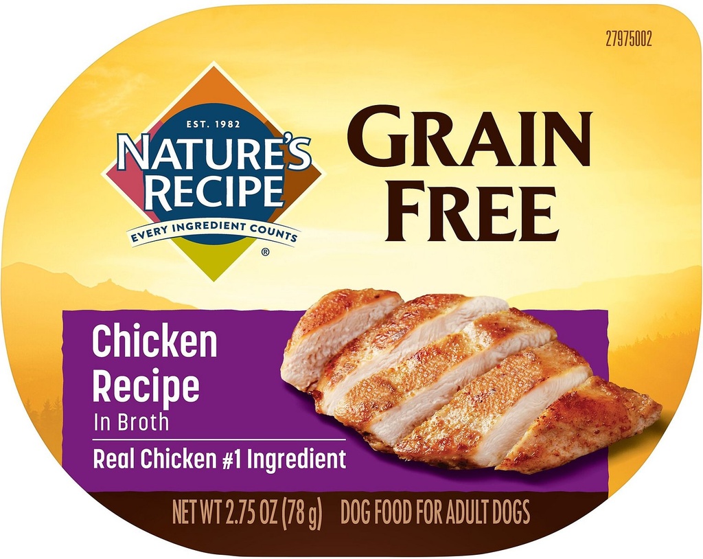 Nature's Recipe Grain-Free Chicken Recipe in Broth Case of 12 Wet Dog Food 78g