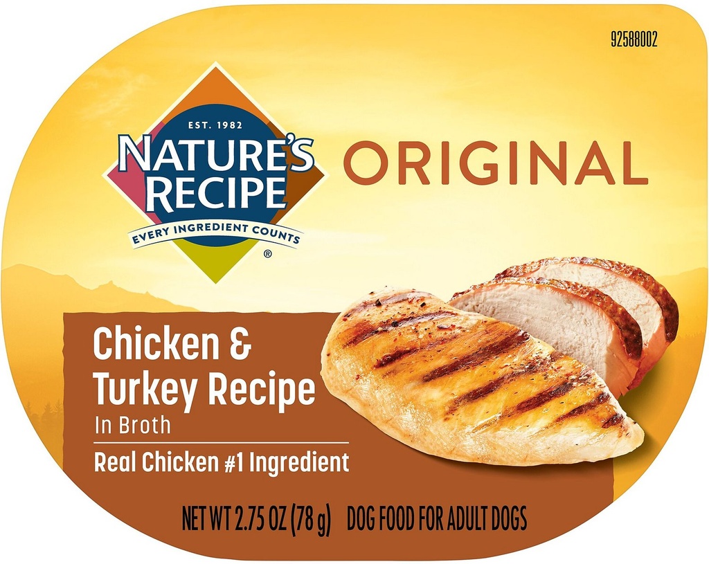 Nature's Recipe Chicken &amp; Turkey Recipe in Broth Case of 12 Wet Dog Food 78g