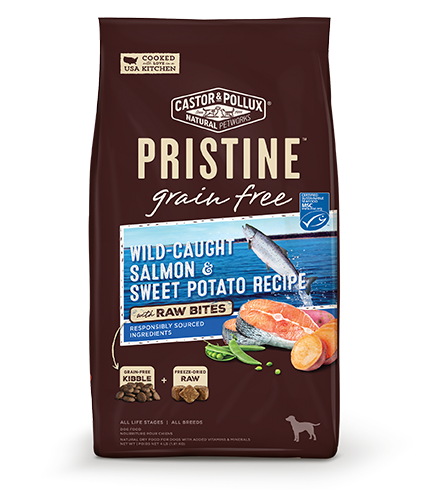 Castor &amp; Pollux PRISTINE Grain-Free Wild-Caught Salmon &amp; Sweet Potato Recipe with Raw Bites Dry Dog Food 1.8kg