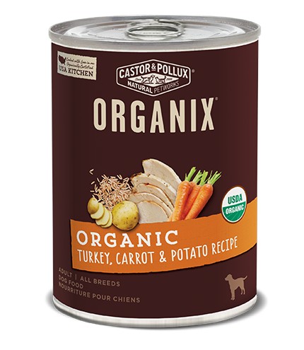 Castor &amp; Pollux Organix Organic Turkey, Carrot &amp; Potato Recipe Adult Case of 12 Canned Dog Food 360g