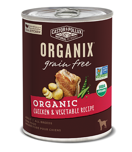 Castor &amp; Pollux Organix Grain-Free Organic Chicken &amp; Vegetable Recipe Adult Case of 12 Canned Dog Food 360g