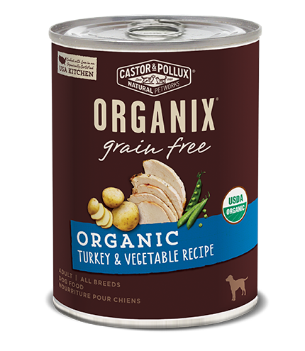 Castor &amp; Pollux Organix Grain-Free Organic Turkey &amp; Vegetable Recipe Adult Case of 12 Canned Dog Food 360g