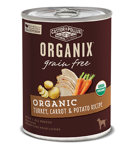 Castor &amp; Pollux Organix Grain-Free Organic Turkey, Carrot &amp; Potato Recipe Adult Case of 12 Canned Dog Food 360g