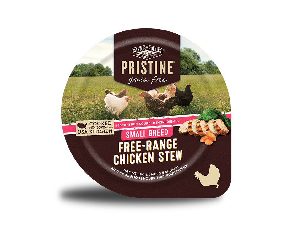 Castor &amp; Pollux PRISTINE Grain-Free Small Breed Free-Range Chicken Stew Case of 12 Canned Dog Food 99g