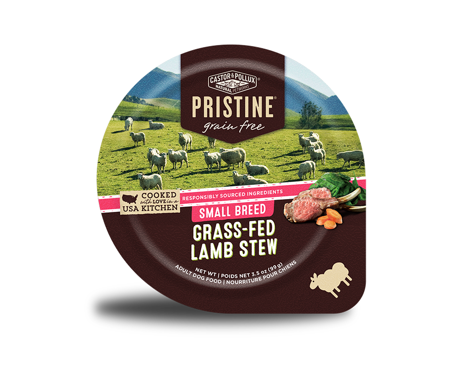 Castor &amp; Pollux PRISTINE Grain-Free Small Breed Grass-Fed Lamb Stew Case of 12 Canned Dog Food, 99g