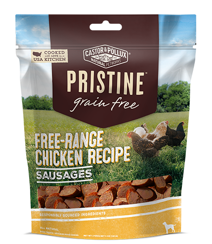 Castor &amp; Pollux PRISTINE Grain-Free Free-Range Chicken Recipe Sausages Dog Treats 142g