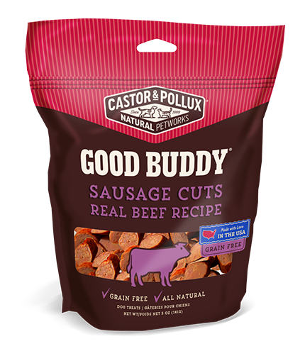 Castor &amp; Pollux Good Buddy Sausage Cuts Real Beef Recipe Grain-Free Dog Treats 142g