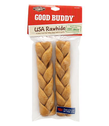 Castor &amp; Pollux Good Buddy USA 7" Rawhide Braids Dog Treats, 2 count