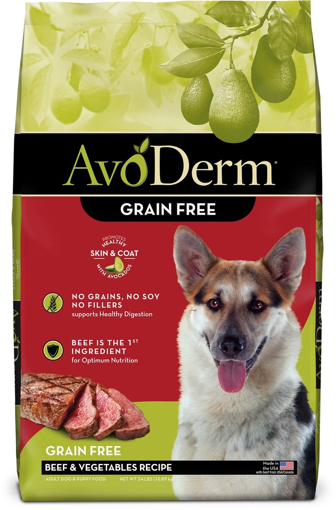 AvoDerm Beef &amp; Vegetables Recipe Grain-Free Dry Dog Food 10.9kg