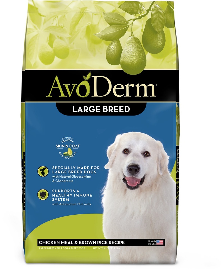 AvoDerm Chicken Meal &amp; Brown Rice Recipe Large Breed Adult Dry Dog Food 11.8kg