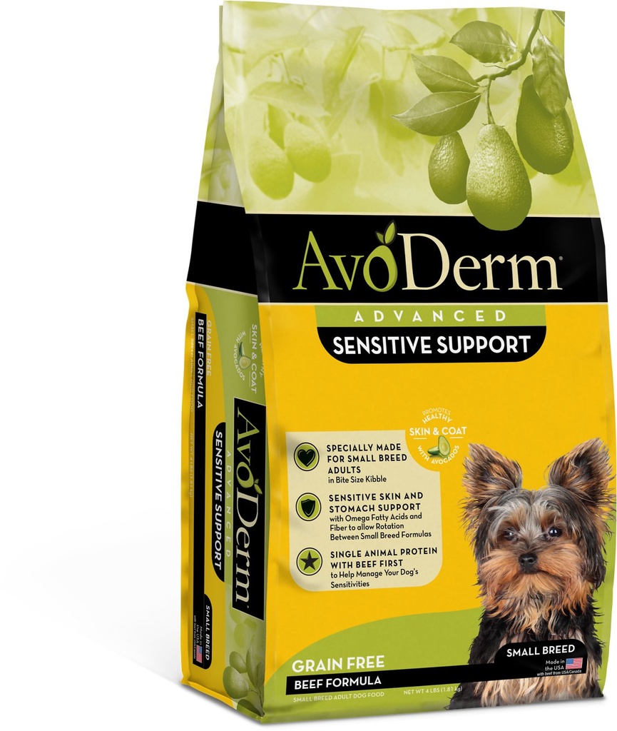 AVODERM ADVANCED SENSITIVE SUPPORT GRAIN FREE, SMALL BREED, BEEF FORMULA DRY DOG FOOD 1.8kg