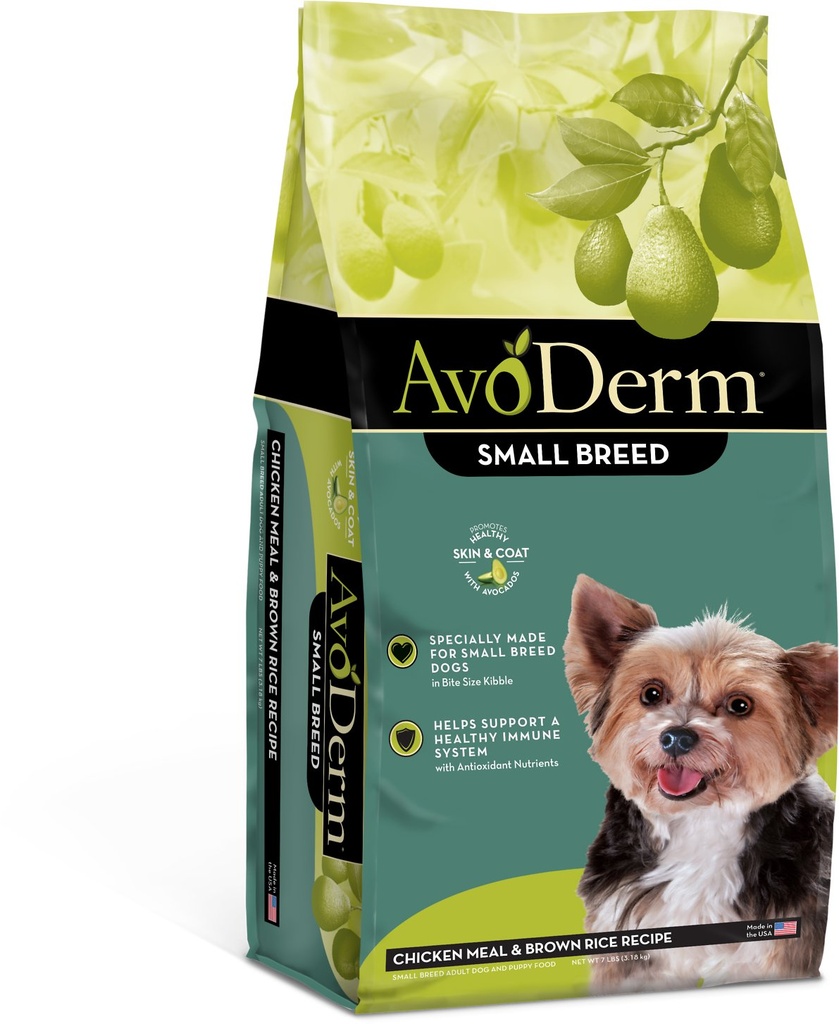 AvoDerm Chicken Meal &amp; Brown Rice Recipe Small Breed Adult Dry Dog Food 3.2kg