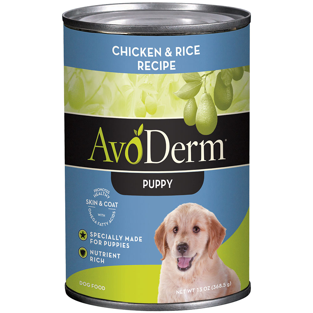 AvoDerm Natural Chicken &amp; Rice Recipe Puppy Case of 12 Canned Dog Food 368.5g